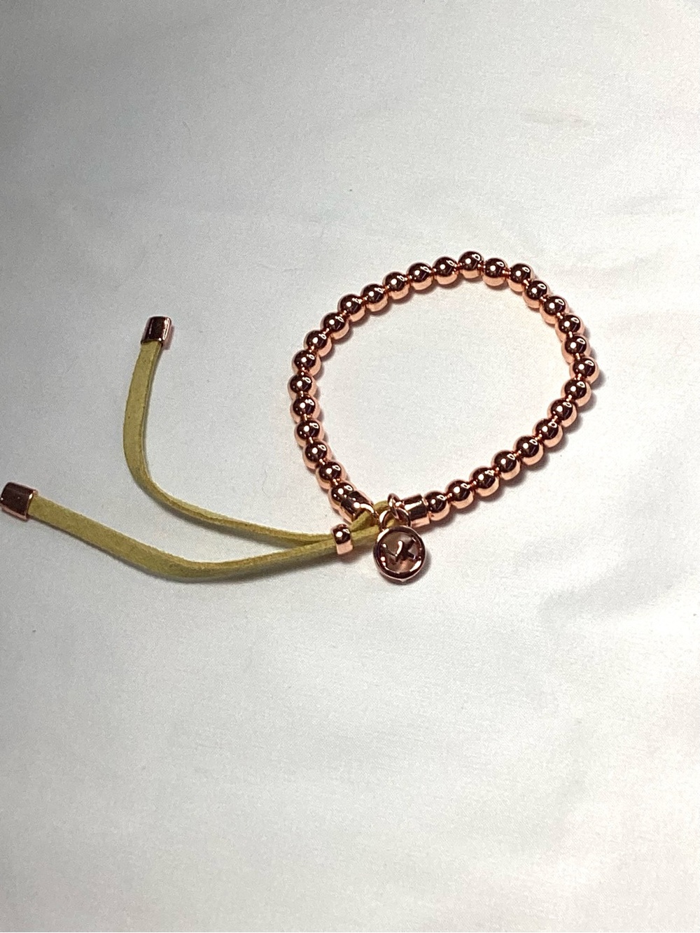 Michael Kors Rose Gold Beaded Logo Bracelet - Pinkish Rose Gold NWT & Velvet Bag